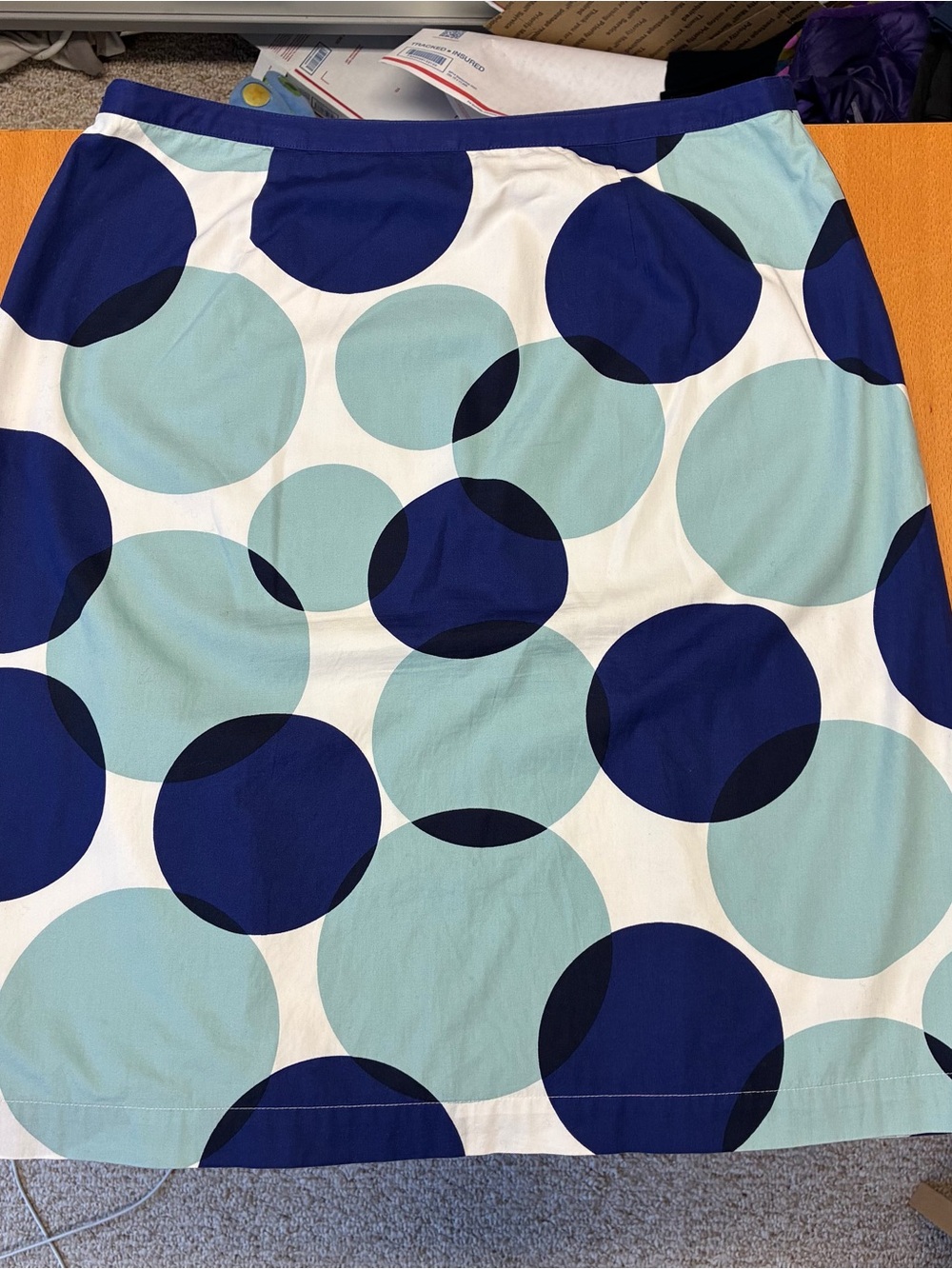 Boden Navy and Light Blue Polka Dot A-Line Skirt, US 12L
